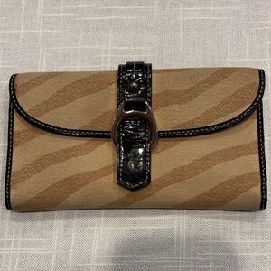 Dooney & Bourke Vintage Zebra Tan and Black Clutch Wallet